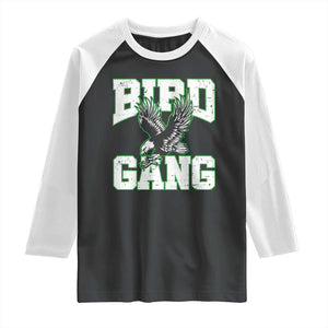 Bird Gang Raglan Shirt Vintage 90s Style Classic EF Fly TS10 Black White Print Your Wear