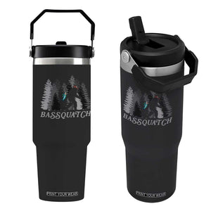 Funny Bigfoot Fishing Flip Straw Tumbler Bassquatch Sasquatch In The Forest Yeti TS10 One Size: 30 oz Black Print Your Wear