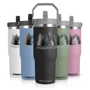 Funny Bigfoot Fishing Flip Straw Tumbler Bassquatch Sasquatch In The Forest Yeti TS10 Print Your Wear