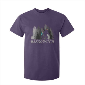 Funny Bigfoot Fishing T Shirt For Kid Bassquatch Sasquatch In The Forest Yeti TS10 Purple Print Your Wear