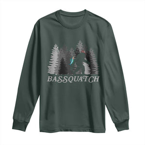 Funny Bigfoot Fishing Long Sleeve Shirt Bassquatch Sasquatch In The Forest Yeti TS10 Dark Forest Green Print Your Wear