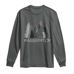 Funny Bigfoot Fishing Long Sleeve Shirt Bassquatch Sasquatch In The Forest Yeti TS10 Dark Heather Print Your Wear