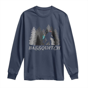 Funny Bigfoot Fishing Long Sleeve Shirt Bassquatch Sasquatch In The Forest Yeti TS10 Navy Print Your Wear