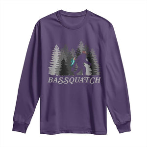 Funny Bigfoot Fishing Long Sleeve Shirt Bassquatch Sasquatch In The Forest Yeti TS10 Purple Print Your Wear