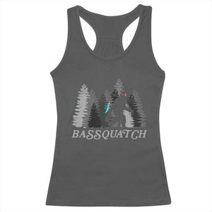 Funny Bigfoot Fishing Racerback Tank Top Bassquatch Sasquatch In The Forest Yeti TS10 Dark Heather Print Your Wear