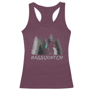 Funny Bigfoot Fishing Racerback Tank Top Bassquatch Sasquatch In The Forest Yeti TS10 Maroon Print Your Wear