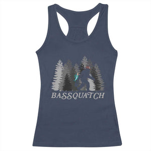 Funny Bigfoot Fishing Racerback Tank Top Bassquatch Sasquatch In The Forest Yeti TS10 Navy Print Your Wear