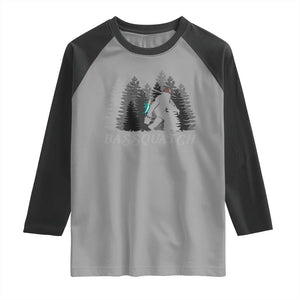 Funny Bigfoot Fishing Raglan Shirt Bassquatch Sasquatch In The Forest Yeti TS10 Sport Gray Black Print Your Wear