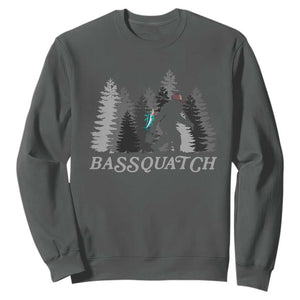 Funny Bigfoot Fishing Sweatshirt Bassquatch Sasquatch In The Forest Yeti TS10 Dark Heather Print Your Wear