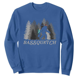Funny Bigfoot Fishing Sweatshirt Bassquatch Sasquatch In The Forest Yeti TS10 Royal Blue Print Your Wear