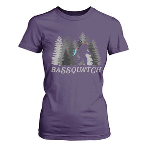 Funny Bigfoot Fishing T Shirt For Women Bassquatch Sasquatch In The Forest Yeti TS10 Purple Print Your Wear