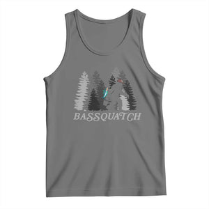 Funny Bigfoot Fishing Tank Top Bassquatch Sasquatch In The Forest Yeti TS10 Black Heather Print Your Wear