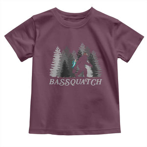 Funny Bigfoot Fishing Toddler T Shirt Bassquatch Sasquatch In The Forest Yeti TS10 Maroon Print Your Wear
