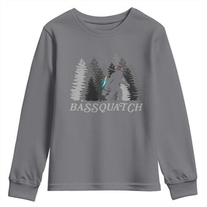 Funny Bigfoot Fishing Youth Sweatshirt Bassquatch Sasquatch In The Forest Yeti TS10 Charcoal Print Your Wear
