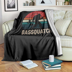 Retro Bigfoot Fishing Throw Blanket Funny Retro Sasquatch Bassquatch Fisherman TS10 Print Your Wear