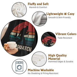 Retro Bigfoot Fishing Throw Blanket Funny Retro Sasquatch Bassquatch Fisherman TS10 Print Your Wear