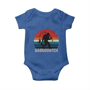 Retro Bigfoot Fishing Baby Onesie Funny Retro Sasquatch Bassquatch Fisherman TS10 Royal Blue Print Your Wear
