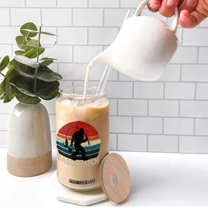 Retro Bigfoot Fishing Glass Can Funny Retro Sasquatch Bassquatch Fisherman TS10 Print Your Wear