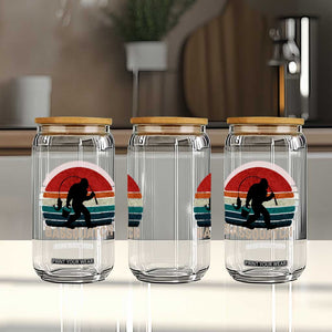 Retro Bigfoot Fishing Glass Can Funny Retro Sasquatch Bassquatch Fisherman TS10 Print Your Wear