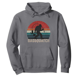 Retro Bigfoot Fishing Hoodie Funny Retro Sasquatch Bassquatch Fisherman TS10 Charcoal Print Your Wear