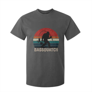Retro Bigfoot Fishing T Shirt For Kid Funny Retro Sasquatch Bassquatch Fisherman TS10 Dark Heather Print Your Wear