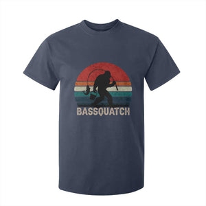 Retro Bigfoot Fishing T Shirt For Kid Funny Retro Sasquatch Bassquatch Fisherman TS10 Navy Print Your Wear