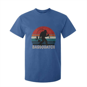Retro Bigfoot Fishing T Shirt For Kid Funny Retro Sasquatch Bassquatch Fisherman TS10 Royal Blue Print Your Wear