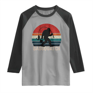 Retro Bigfoot Fishing Raglan Shirt Funny Retro Sasquatch Bassquatch Fisherman TS10 Sport Gray Black Print Your Wear