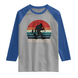 Retro Bigfoot Fishing Raglan Shirt Funny Retro Sasquatch Bassquatch Fisherman TS10 Sport Gray Royal Print Your Wear
