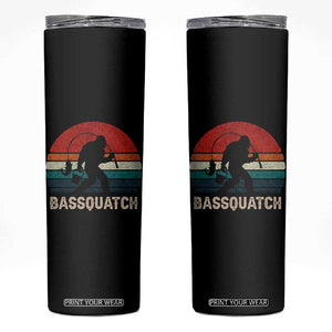 Retro Bigfoot Fishing Skinny Tumbler Funny Retro Sasquatch Bassquatch Fisherman TS10 Black Print Your Wear