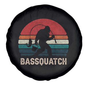 Retro Bigfoot Fishing Spare Tire Cover Funny Retro Sasquatch Bassquatch Fisherman TS10 Print Your Wear