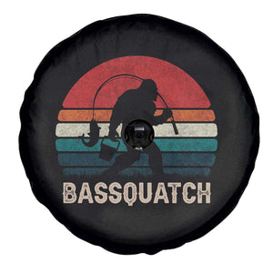 Retro Bigfoot Fishing Spare Tire Cover Funny Retro Sasquatch Bassquatch Fisherman TS10 Print Your Wear