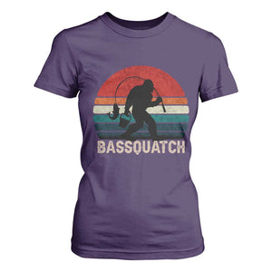 Retro Bigfoot Fishing T Shirt For Women Funny Retro Sasquatch Bassquatch Fisherman TS10 Purple Print Your Wear