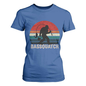 Retro Bigfoot Fishing T Shirt For Women Funny Retro Sasquatch Bassquatch Fisherman TS10 Royal Blue Print Your Wear