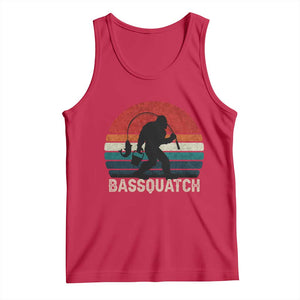 Retro Bigfoot Fishing Tank Top Funny Retro Sasquatch Bassquatch Fisherman TS10 Red Print Your Wear