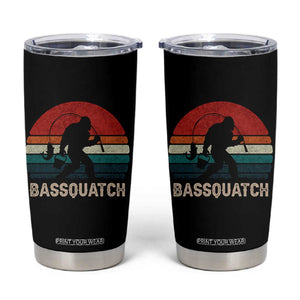 Retro Bigfoot Fishing Tumbler Cup Funny Retro Sasquatch Bassquatch Fisherman TS10 Black Print Your Wear