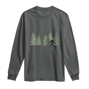 Bigfoot In The Forest Sasquatch Yeti Long Sleeve Shirt TS10 Dark Heather Print Your Wear