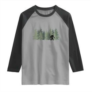 Bigfoot In The Forest Sasquatch Yeti Raglan Shirt TS10 Sport Gray Black Print Your Wear