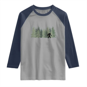 Bigfoot In The Forest Sasquatch Yeti Raglan Shirt TS10 Sport Gray Navy Print Your Wear