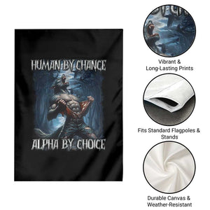 Human By Chance Alpha By Choice Wolf Garden Flag Vintage 90s Style Wolf Sigma Emo Meme TS10 Print Your Wear