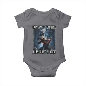 Human By Chance Alpha By Choice Wolf Baby Onesie Vintage 90s Style Wolf Sigma Emo Meme TS10 Charcoal Print Your Wear
