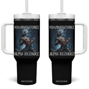 Human By Chance Alpha By Choice Wolf Tumbler With Handle Vintage 90s Style Wolf Sigma Emo Meme TS10 One Size: 40 oz Black Print Your Wear