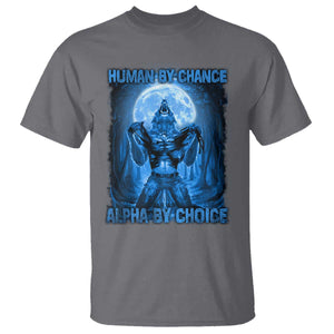 Funny Human By Chance Alpha By Choice T Shirt Vintage 90s Alpha Wolf TS10 Charcoal Print Your Wear