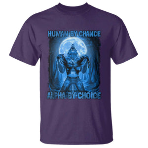 Funny Human By Chance Alpha By Choice T Shirt Vintage 90s Alpha Wolf TS10 Purple Print Your Wear