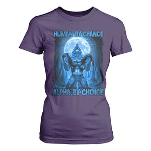 Funny Human By Chance Alpha By Choice T Shirt For Women Vintage 90s Alpha Wolf TS10 Purple Print Your Wear