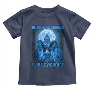 Funny Human By Chance Alpha By Choice Toddler T Shirt Vintage 90s Alpha Wolf TS10 Navy Print Your Wear