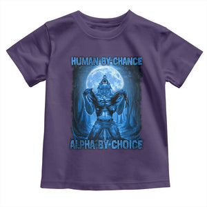 Funny Human By Chance Alpha By Choice Toddler T Shirt Vintage 90s Alpha Wolf TS10 Purple Print Your Wear