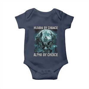 Funny Human By Chance Alpha By Choice Baby Onesie Alpha Wolf TS10 Navy Print Your Wear
