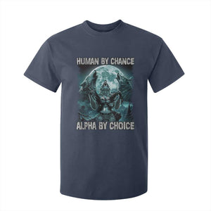 Funny Human By Chance Alpha By Choice T Shirt For Kid Alpha Wolf TS10 Navy Print Your Wear