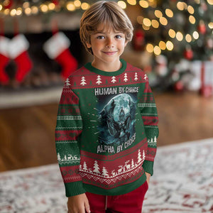 Funny Human By Chance Alpha By Choice Knit Sweatshirt Alpha Wolf TS10 Christmas Print Your Wear